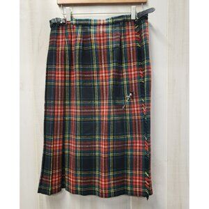 Laird-Portch Of Scotland Wool Kilt, Stewart Black Tartan, W Jeweled Pin, 30" W